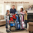 Faesun Golf Bag Organizer for Garage, Golf Bag Storage Rack with 6 Club Slots, Golf Club Organizer with Fabric Drawer & Wheels, Golf Storage Organizer Holds 2 Bags, Golf Rack Storage System - Image 3
