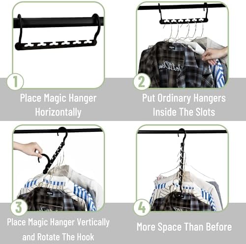Mr. Pen- Space Saving Hangers for Clothes, 20 pcs, Black | Plastic Multi Clothes Hangers Space Saving, 6 Slots, 360° Rotating Hooks - Image 5
