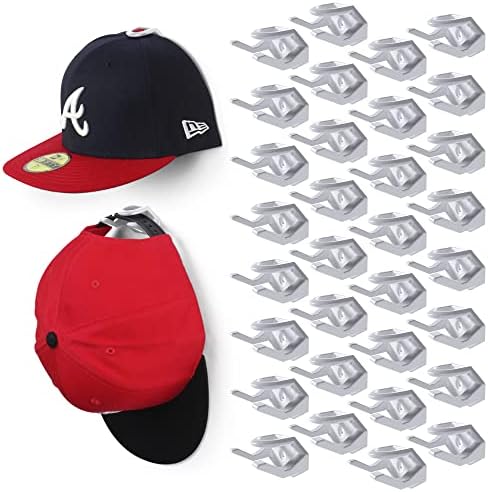Modern JP Adhesive Hat Hooks for Wall (32-Pack) - Hat Rack for Baseball Caps, Minimalist Hat Display, Strong Hold Hat Hangers for Wall - USA Patented, White by ModernJP