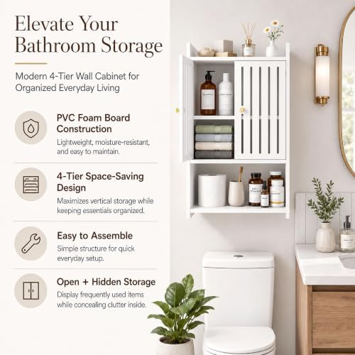 HAYOFAMY 4-Tier Wall Bathroom Storage Cabinet 7.9" D x 15.7" W x 23.6" H - Image 3