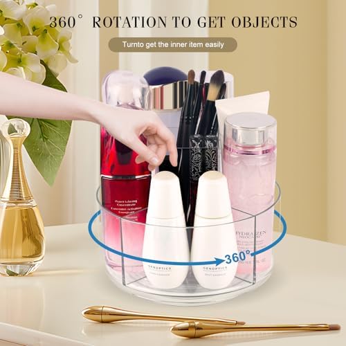 360° Rotating Makeup Organizer Clear Lazy Susan Organizer for Vanity, Cosmetic Display Cases for Bathroom Countertop, Makeup Storage Organizer, Desktop Dresser Sundries Storage Boxes - Image 4