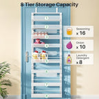 SNTD 8 Tiers Over the Door Organizer, 17" W x 6" D x 69" H, White - Image 6