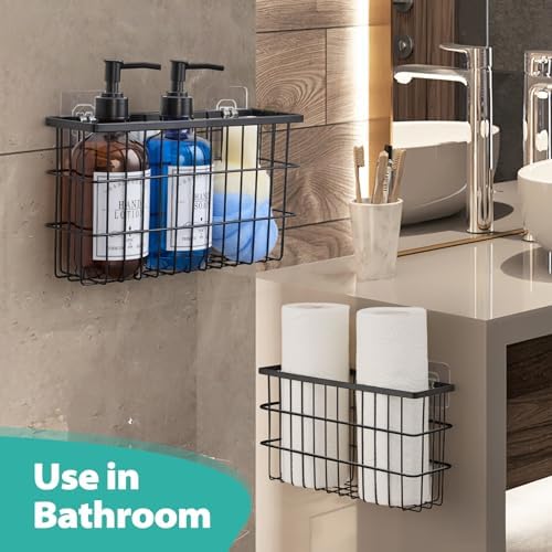 Sinnsally 2 Pack Cabinet Door Organizer,Self Adhesive Lid Organizers Inside Cabinet Storage Boxes,Hanging Storage Basket Organizer Wall Mounted Pantry Caddy Cup Holder for Kitchen,Fridge,Bathroom - Image 4