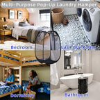 ULYSIA Collapsible Laundry Basket,Dirty Clothes Mesh Pop Up Hamper, Small Foldable Laundry Basket for Bathroom, Dorm, Travel Storage,Cruise Essentials Black - Image 5