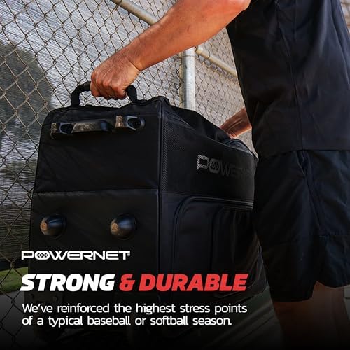 PowerNet Rolling Bucket Bag, Holds 2 6-Gallon Bucket of Baseballs & Softballs, Storage Pockets for Baseball Bat, Gloves & Scoreboards, Fits Launch F-lite Pitching Machine & Balls - Image 6
