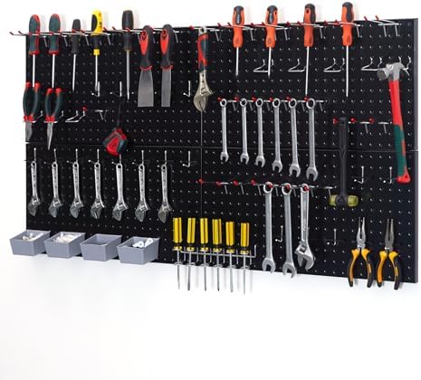 Pegboard Smith 48x24 inch Black Metal Pegboard Kit for Wall Organization with Hooks, Garage Storage Bins, and Utility Tool Board, Efficient Tool Organizer Peg Board by Pegboard+Smith