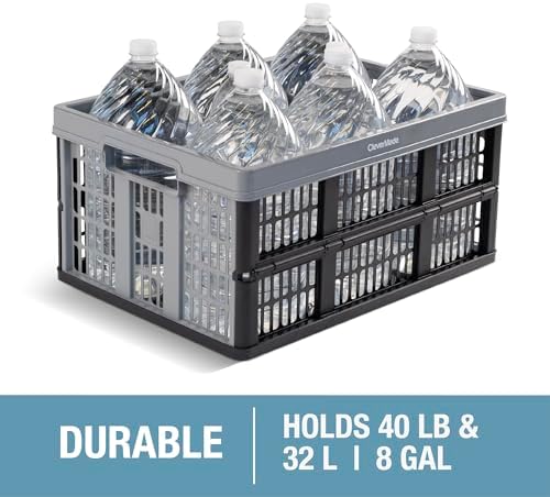CleverMade Collapsible Utility Crate For Storage, 32L 1 Pack, Stone - Image 4