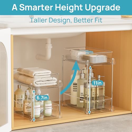 Vtopmart 4 Pack Taller Pull Out Bathroom Under Sink Organizer (S-Higher) - Image 2