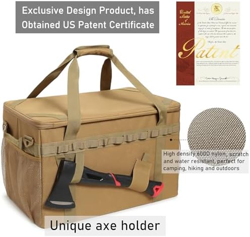 Tactical Camping Storage Bag Utility Tote Bag Camping Kitchen Organizer with Axe Holder & Shoulder Strap - Image 3