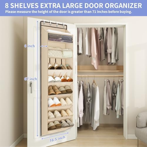 1 Pack Over The Door Shoe Organizer, 8 Shelves Hanging Shoe Organizers, - Image 4