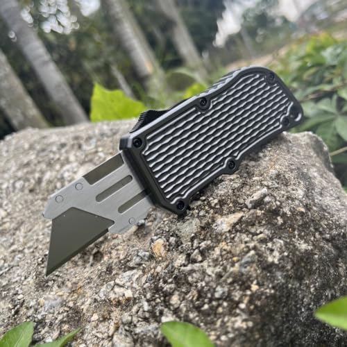 Retractable Box Cutters Utility Knife,Replaceable Blade Pocket Knife With Clip, With 5pcs Spare Blades,Lightweight Aluminum Handle for Outdoor And Indoor EDc, Camping & Survival - Image 3