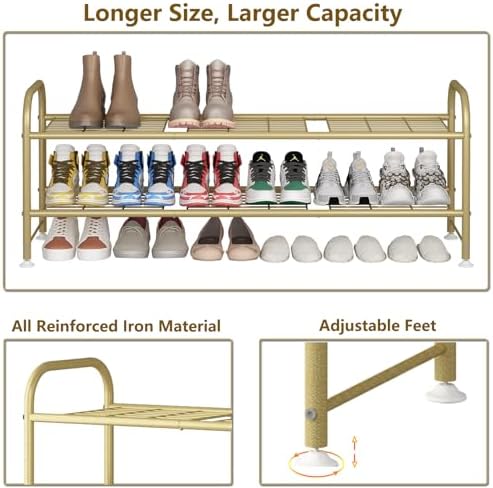 LINZINAR 2 Tier Long Shoe Rack for Closet Metal Shoe Organizer for Entryway - Image 6