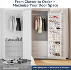 Whitmor 36 Pair Over the Door Shoe Rack,12 Tier Hanging Shoe Organizer with Metal Frame & Mesh Shelves, Heavy Duty Shoe Storage Holder for Door,No Drill Installation, 74"H x 21.7"W x 7.5"D, Matt White - Image 6