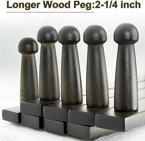 WEBI Accordion Wall Hanger,Expandable Wooden Hat Rack for Wall Mounted Coat Rack,Accordion Hat Hooks Holder for Baseball Caps,14 Peg,Dark Walnut - Image 5