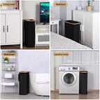 iEGrow 60L Slim Laundry Hamper, Narrow Laundry Basket with Lid,Foldable Clothes Hamper with Bamboo Handles,Hamper Basket with Removable Inner Bag for Laundry Room Bedroom College Dorm,Black - Image 6