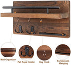OurWarm Wall Mounted Key Holder/Hangers for Wall Decorative with 5 Key Hooks, Wooden Mail Rack Organizer with Shelf, Rustic Home Decor for Entryway Mudroom Hallway Office, Brown - Image 4
