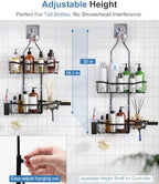 Upgraded Extended Length Shower Organizer with 16 Hooks, Rustproof Shampoo Soap Storage, Large Hanging Bathroom Caddy with Soap and Toothbrush Holder - Image 3