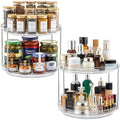 2 Set 2 Tier Non-Skid Acrylic Lazy Susan Organizer - Rotating Spice Rack - Turntable Spinning Organization for Kitchen, Pantry, Countertop, Closet, Bathroom, Vanity, Medicine Cabinet Organizing, 11'' by MakeLifeBetterEasier