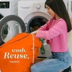 Extra Large Laundry Bag 30 x 40 - Heavy Duty Nylon, Locking Drawstring, Machine Washable, Holds 3 Loads, Dirty Clothes Sack for Travel, Dorm, College | Handy Laundry (Orange) - Image 5
