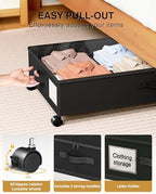 Under Bed Storage with Wheels,2Pack Underbed Shoe Storage Organizer,7.5-10.6 inchTall Adjustable Storage for Underbed with Lids,65L Extra large capacity for Clothes, Blankets,Shoes - Image 3