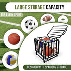Ball Cart - Basketball Cart with Wheels, Ball Cage Garage Sports Equipment Organizer, Metal Rolling Multi Sports Ball Storage for Gym, Lockable Lid, Indoor and Outdoor. - Image 2