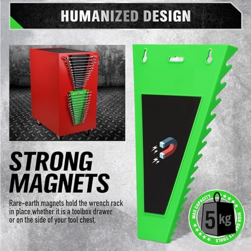 22-Piece Socket Organizer & Magnetic Wrench Organizer Set, 1/4", 3/8", 1/2" Drive Socket Holder, Total 64 Slots Metric & SAE Magnetic Wrench Holder (Socket, Wrenches not Included) - Image 6