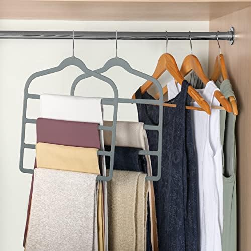 Velvet Pant Clothes Hanger Space Saving Non Slip Hanger Jean Slack Hangers | Multiple Velvet Hanger Closet Organizer Storage and Organization for Jeans,Scarf,Tie(Grey, 5) - Image 4