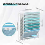 8-Tier Wall File Organizer and Mail Organizer with 5 Hooks, White - Image 2