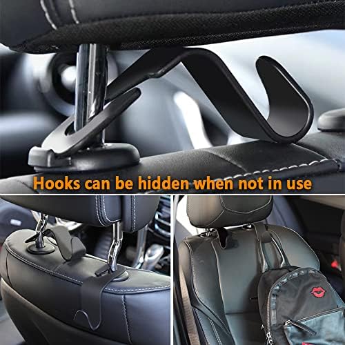 Utility Car Headrest Hidden Hook 33lbMax Car Hooks for Purses & Bags,Hat Holder for Truck Seat Hanger Storage Organizer for Coats,Umbrellas,Grocery Bags,Handbags Universal Car Accessories (Black) - Image 4