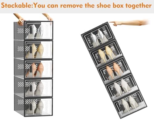SIMPDIY Clear Shoe Storage Boxes, Stackable Shoe Organizer for Closet | 12 Pack, Magnetic Door, Aromatherapy Stick, for Size 10, Plastic, Shoe Rack for Closet, Entryways, Under-bed Storage - Image 6
