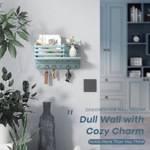 Rebee Vision Key Holder Wall Mount with Mail Slot for Home Decor, Blue - Image 4