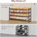 Tajsoon Expandable Shoe Rack for Closet 4 Tier, 28“-41“Stackable, Black - Image 4