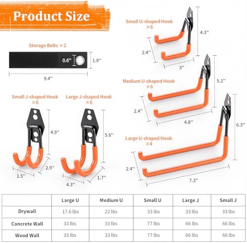 Housolution Steel Garage Hooks - 30Pack Anti-Slip Coating, Orange - Image 3