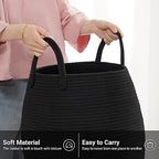 Large Laundry Hamper Basket 65L Woven Blanket Basket, Black - Image 4