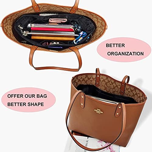 Handbag Tote Purse Organizer Insert, Medium, Black - Image 6