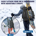 Ski Boot Bag, 65L Durable Travel Backpack, 1680D Nylon Waterproof Snowboard Boot Bag, Skiing and Snowboarding Travel Luggage for Helmet, Goggles, Gloves, Outerwear & Accessories - Image 5