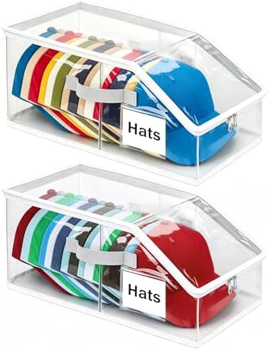 2 Pack Foldable Clear Baseball Cap Storage, Stackable Hat Organizer by Uawsyut