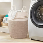 Extra Large Laundry Hamper Basket 105L Woven Blanket Basket, Brown & White - Image 4