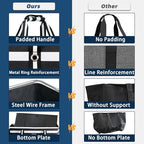 Stand Up Extra Large Utility Tote Bag, Foldable Reusable Grocery Bags with Metal Wire Frame & Reinforced Bottom Board, Large Utility Tote for Shopping, Car Trunk, Beach Bag（Black） - Image 5