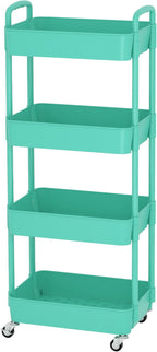 Sywhitta 4-Tier Plastic Rolling Utility Cart with Wheels for Storage,Green - Image 8