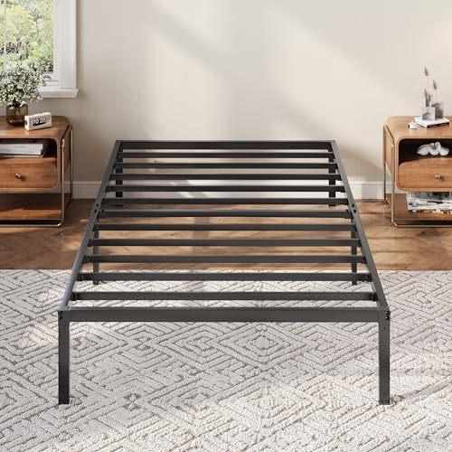 Allewie Twin Bed Frame, 12 Inch Metal Beds with Storage Space, Black by Allewie