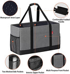 Extra Large Utility Tote Bag, Foldable Reusable Grocery Bags with Metal Wire Frame & Reinforced Bottom Board, Stand Up Large Utility Tote for Shopping, Beach Bag, Laundry, Car (Grey) - Image 5