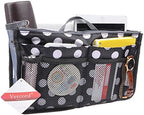 Vercord Purse Organizer Insert for Handbags Bag Organizers Inside Tote Pocketbook Women Nurse Nylon 13 Pockets Black Dot Medium - Image 2