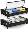LAMU Under Bed Storage with Wheels, 2Pack Underbed Storage Containers,Black | Smooth-rolling Wheels, Clear Lid & Label, Sturdy Metal Frame, Easy Install, Rolling Storage Drawers for Clothes, Shoes, Toys by YourHome-OrganizationHelper