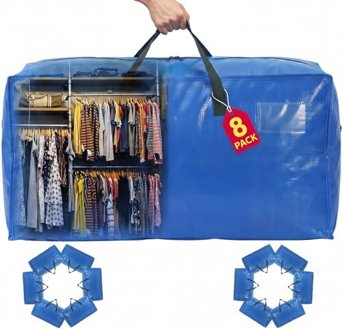 Moving Bags Heavy Duty,Extra Large Moving Bags for Travel/College Packing/Storage/Organization/Seasonal Clothes & Bedding Storage,Moving Supplies Bins,Compatible with Ikea Frakta Cart (SkyBlue,6Pcs) by Unknown