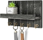 Rebee Vision Key Holder Wall Mount with Shelf for Living Room, Old Black by REBEEVISION