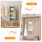Hanging Closet Organizer 4-Shelf, Oxford Fabric Wardrobe Storage, Beige | Easy-mount foldable design holds clothes, handbags, shoes & accessories; washable Oxford fabric, sturdy and space-saving. - Image 6