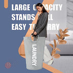 Caroeas 125L Laundry Basket,Large Laundry Hamper, Laundry Bag with Padded Handles, Clothes Hamper Stands Up Well, Collapsible Free Standing Easy Storage Washing Bin (Light Grey,125L) - Image 2