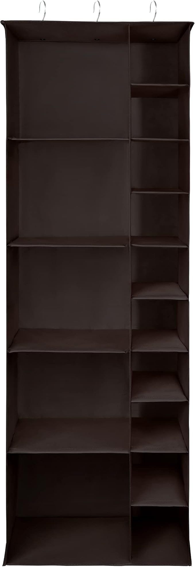 Libeder Shoe Organizer for Closet, 15 Shelf Hanging Closet Storage Shelves - 10 Shoe Rack Organizer and 5 Compartment for Clothes with 6 Side Mesh Pockets for Scarf, Socks,Gloves, Coffee - Image 3