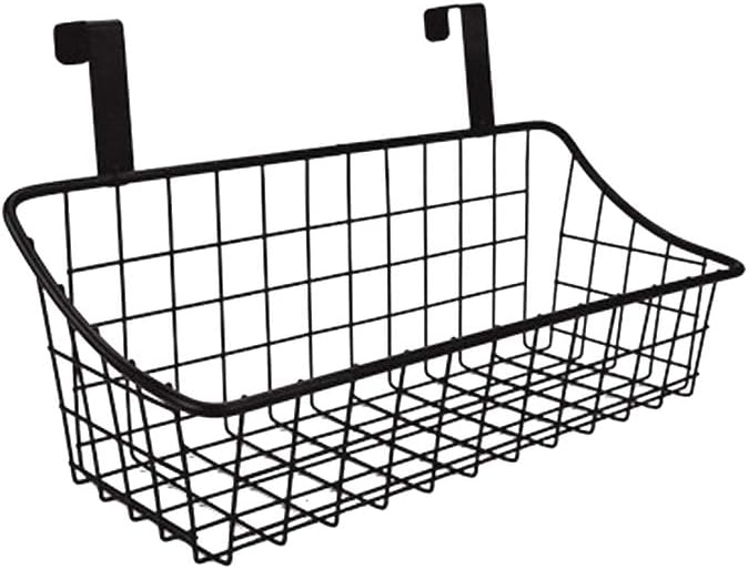 LeleCAT Basket with hook Grid Storage Basket, Hang it behind a door or on a railing, Over the Cabinet Door, Small, BLack,1 Pack - Image 3